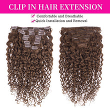 Kinky Curly Clip-in Haarverlängerung Echthaar Dunkel Braun 60cm