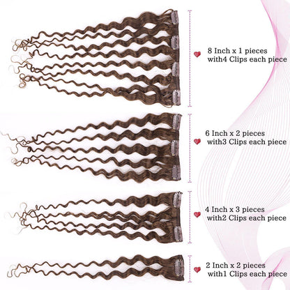 Kinky Curly Clip-in Haarverlängerung Echthaar Dunkel Braun 60cm