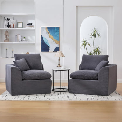 Compressed Sofa Einzelsitzer Cordstoff - Dunkelgrau & Kombinierbar