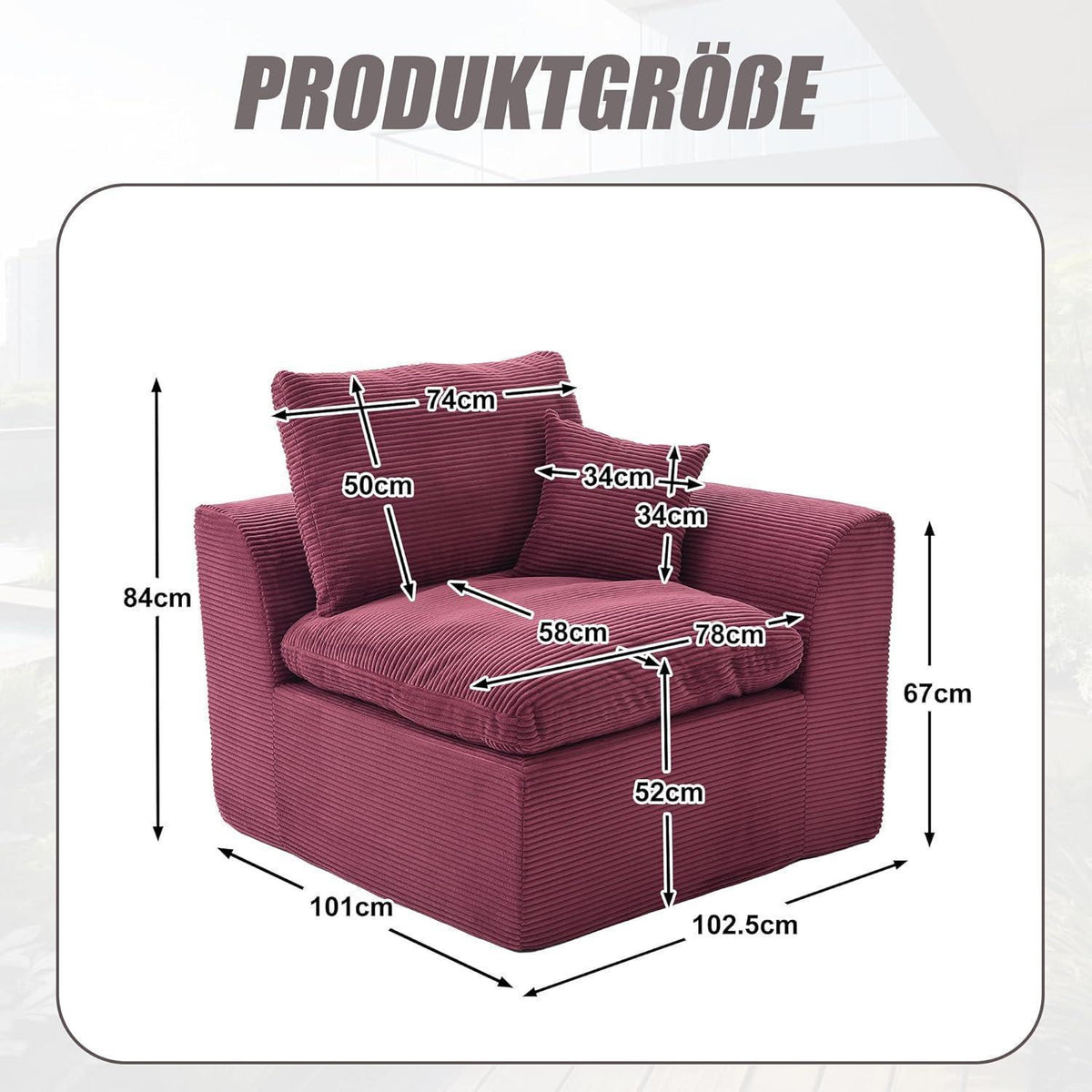 Compressed Cordstoff Sofa – Einzelsitzer & Zweisitzer