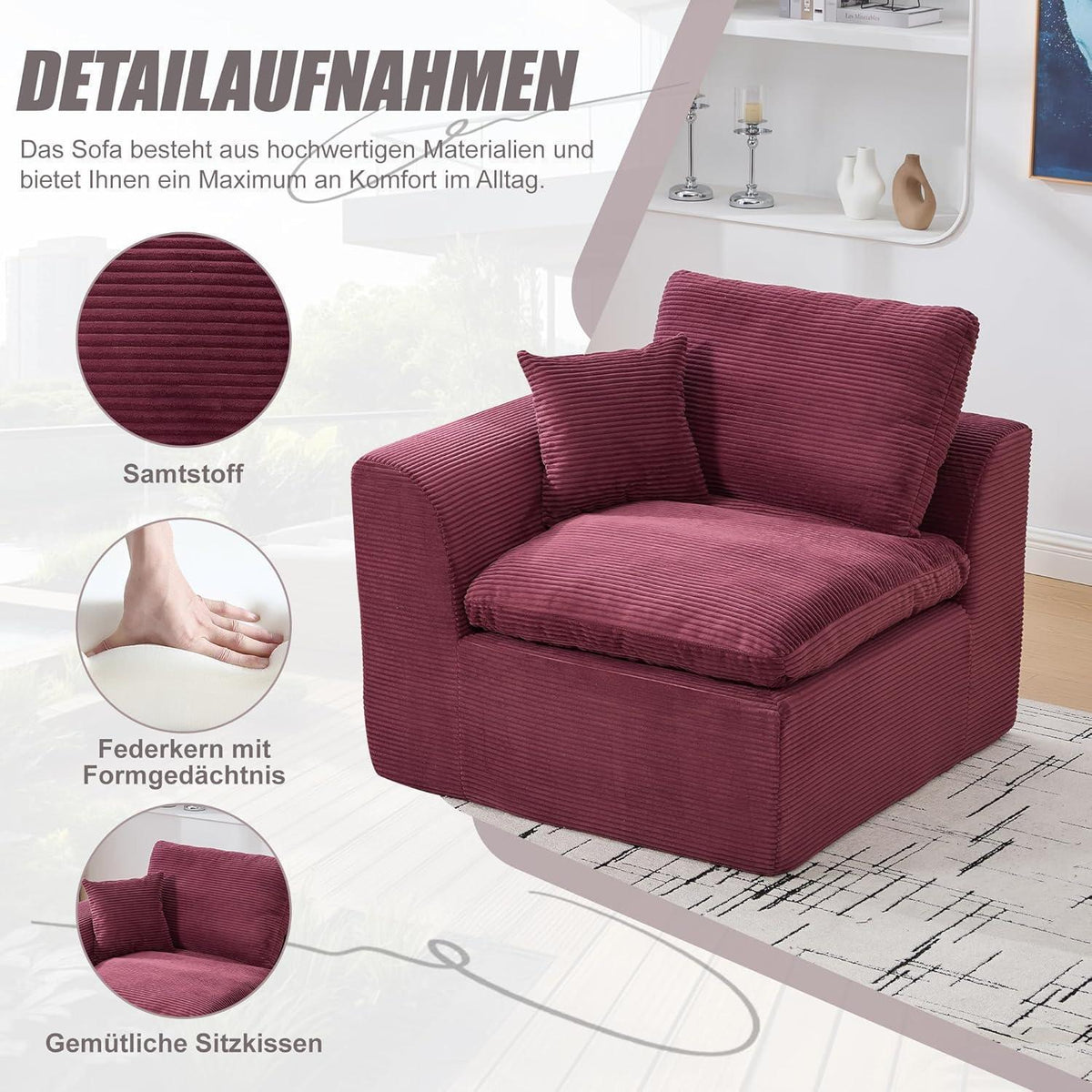 Compressed Cordstoff Sofa – Einzelsitzer & Zweisitzer