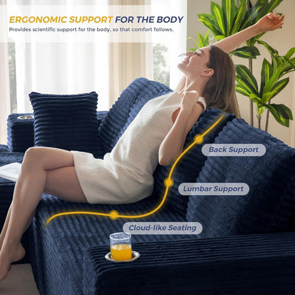 Modulares Sofa mit Chaiselongue – Cloud Komfort, Dunkelblau