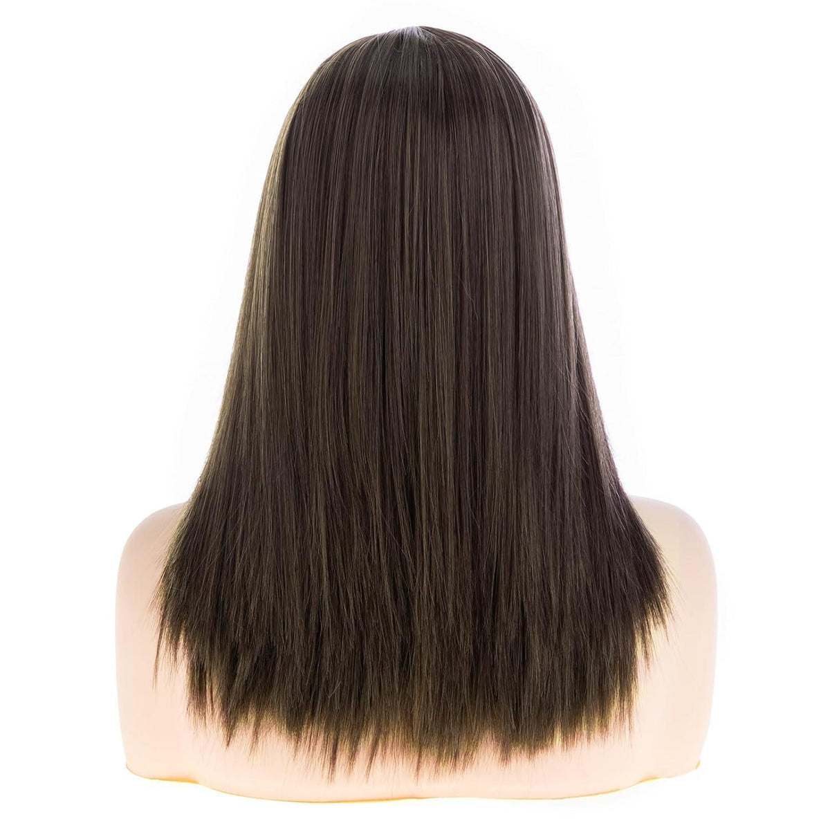 Braune Damen Perücke mit Pony – Schulterlang & Gerade