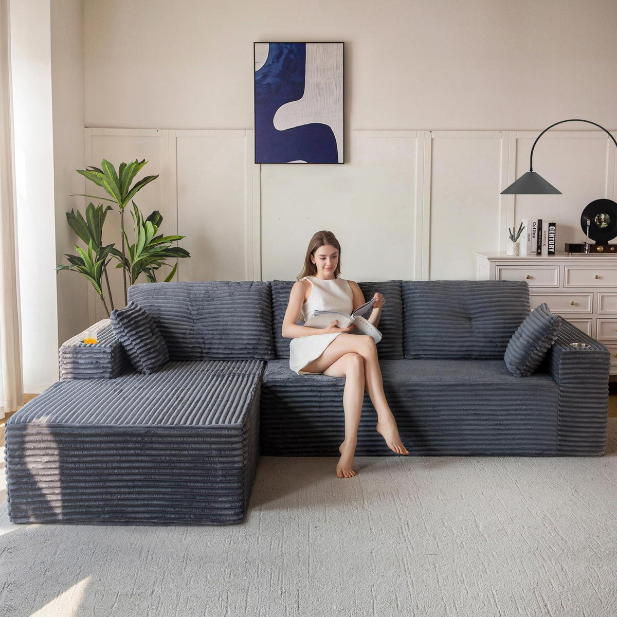 Modulares Sofa mit Chaiselongue – Cloud Couch Grau, 3-4 Sitzer