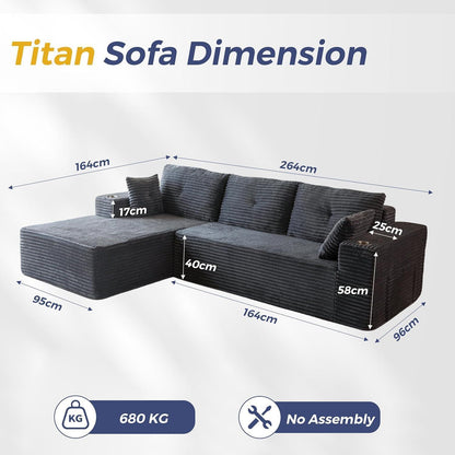 Modulares Sofa mit Chaiselongue – Cloud Couch Grau, 3-4 Sitzer
