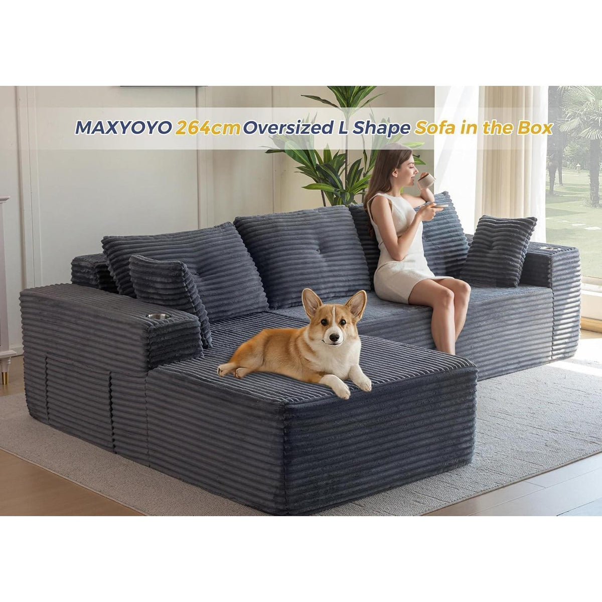 Modulares Sofa mit Chaiselongue – Cloud Couch Grau, 3-4 Sitzer
