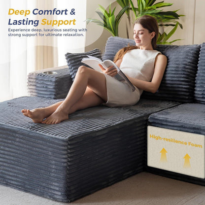Modulares Sofa mit Chaiselongue – Cloud Couch Grau, 3-4 Sitzer