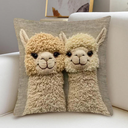 2er Set Kissenbezüge Niedliche Tiere 45x45cm Alpaka