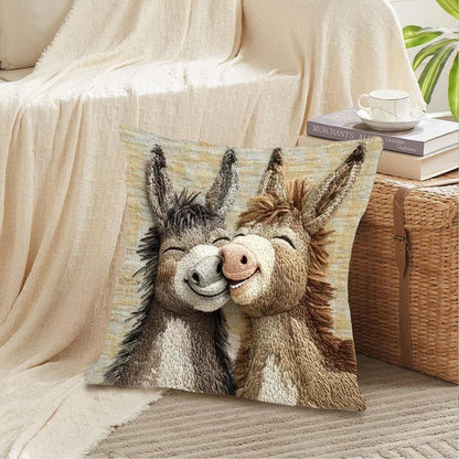 2er Set Kissenbezüge Niedliche Tiere – Esel Design 45x45cm