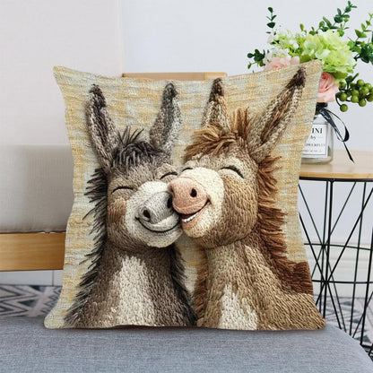 2er Set Kissenbezüge Niedliche Tiere – Esel Design 45x45cm