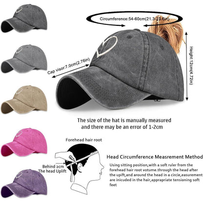 Pferdeschwanz Baseball Cap Herz Stickerei Damen Verstellbar