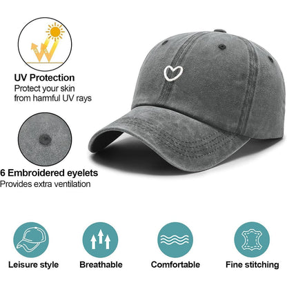 Pferdeschwanz Baseball Cap Herz Stickerei Damen Verstellbar
