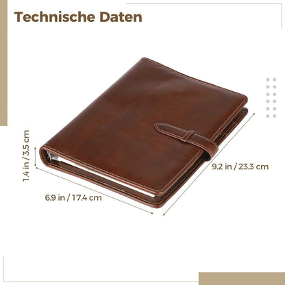 Nachfüllbares A5 Notizbuch mit Kartenfächern in Lederoptik