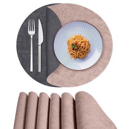 Runde Tischsets 6er Set Rosa/Grau | Abwaschbar & Rutschfest