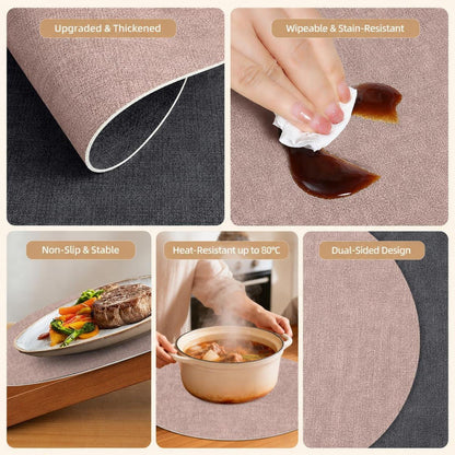 Runde Tischsets 6er Set Rosa/Grau | Abwaschbar & Rutschfest