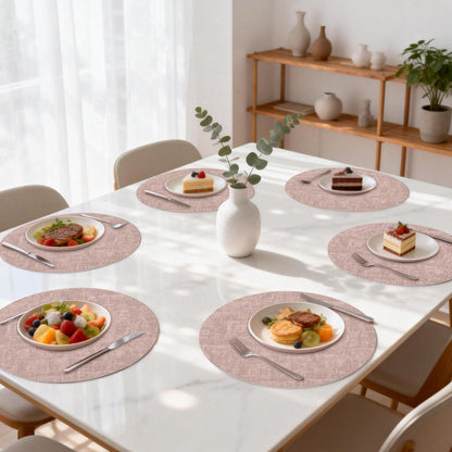 Runde Tischsets 6er Set Rosa/Grau | Abwaschbar & Rutschfest