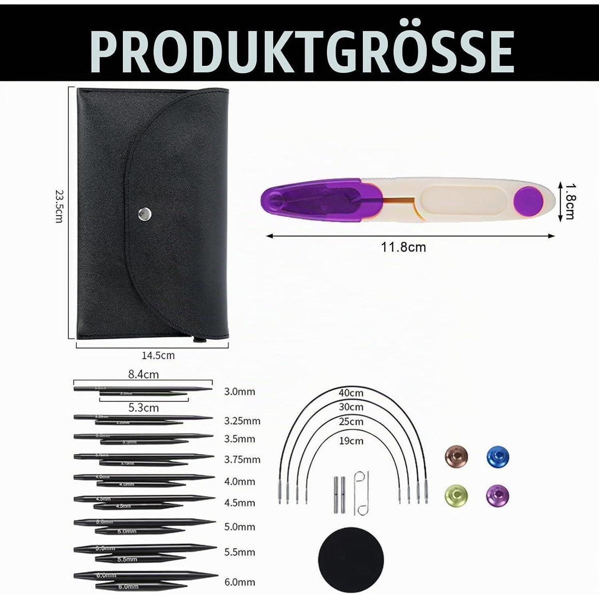 Austauschbares Rundstricknadel Set mit Zubehör – Perfekt zum Stricken