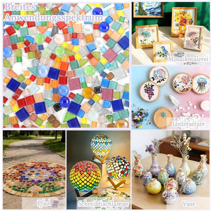900g Mosaiksteine bunt – Glasfliesen für DIY Kunst & Deko