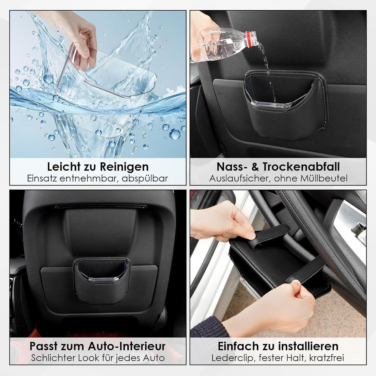 Auto Mülleimer – Klein, Lecksicher & Clip On in Lederoptik