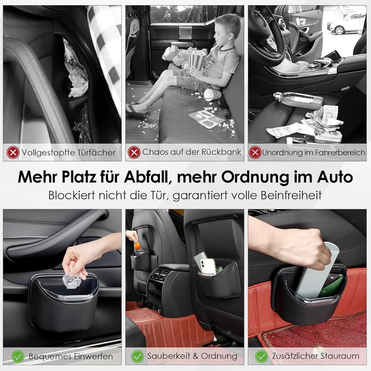 Auto Mülleimer – Klein, Lecksicher & Clip On in Lederoptik