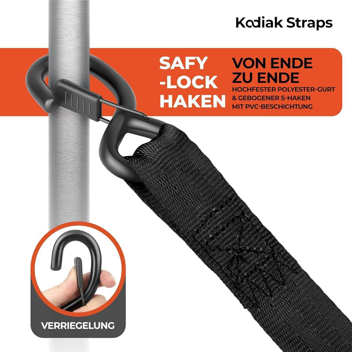 Spanngurte Automatik 3m mit S-Haken – 800KG – 4er Set