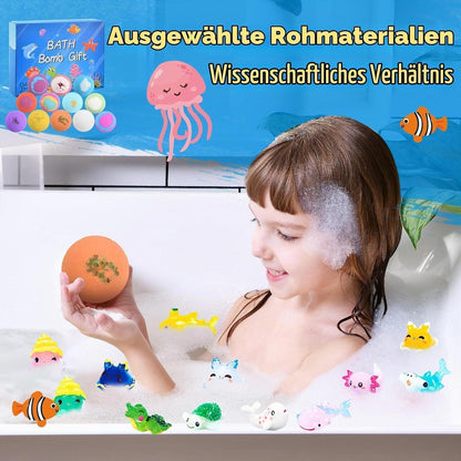 12 Badebomben Geschenkset mit Spielzeug für Kinder