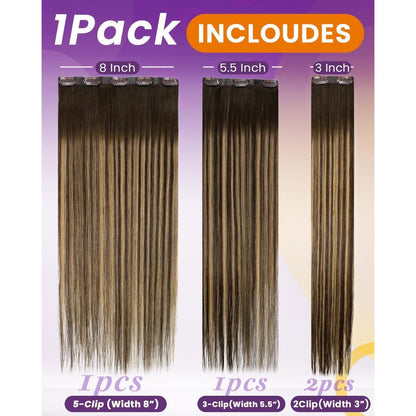 Clip-in Echthaar Extensions Balayage Braun Ombre