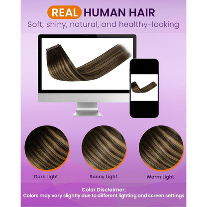 Clip-in Echthaar Extensions Balayage Braun Ombre