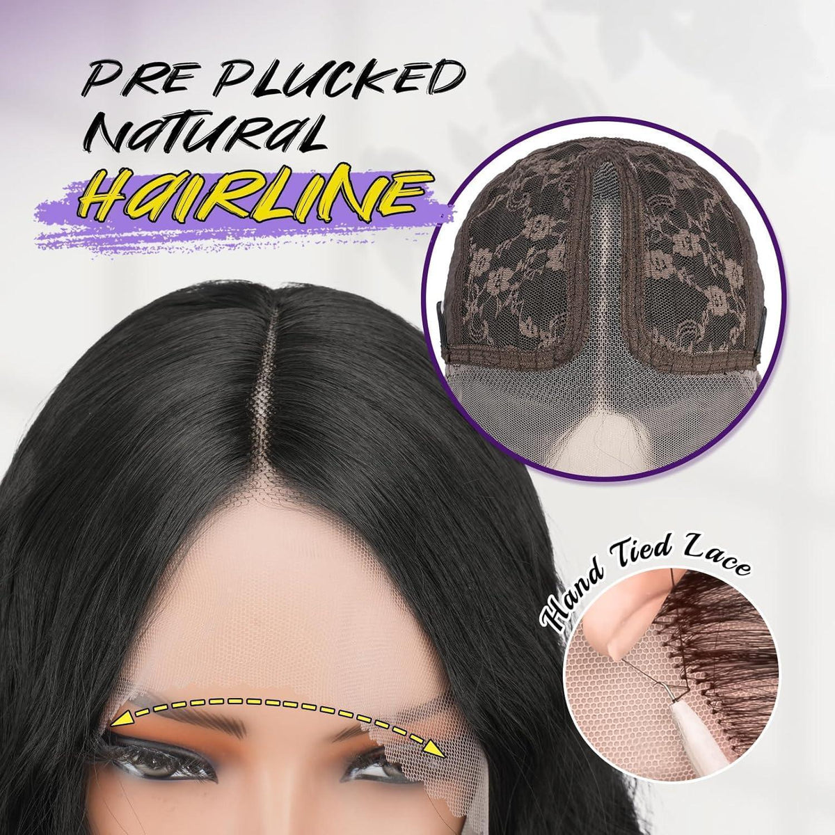 Lange gewellte Lace Front Perücke – Schwarz 70cm, Anfängerfreundlich