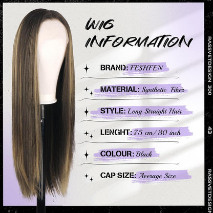 Braune Mix Blond Lace Front Perücke – Lange Glatte Damen Perücke