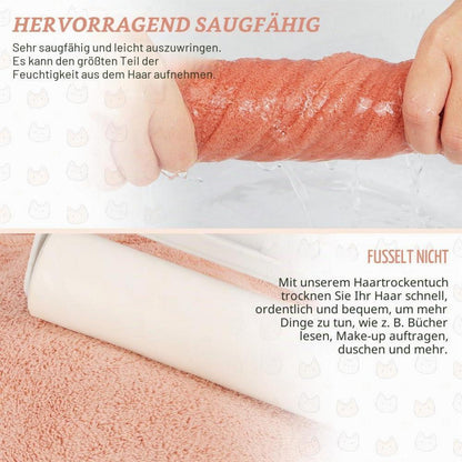 Haarturban 2er-Pack Mikrofaser Rosa Grau Katze