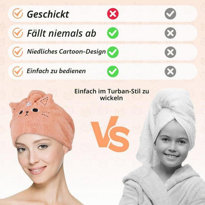 Haarturban 2er-Pack Mikrofaser Rosa Grau Katze
