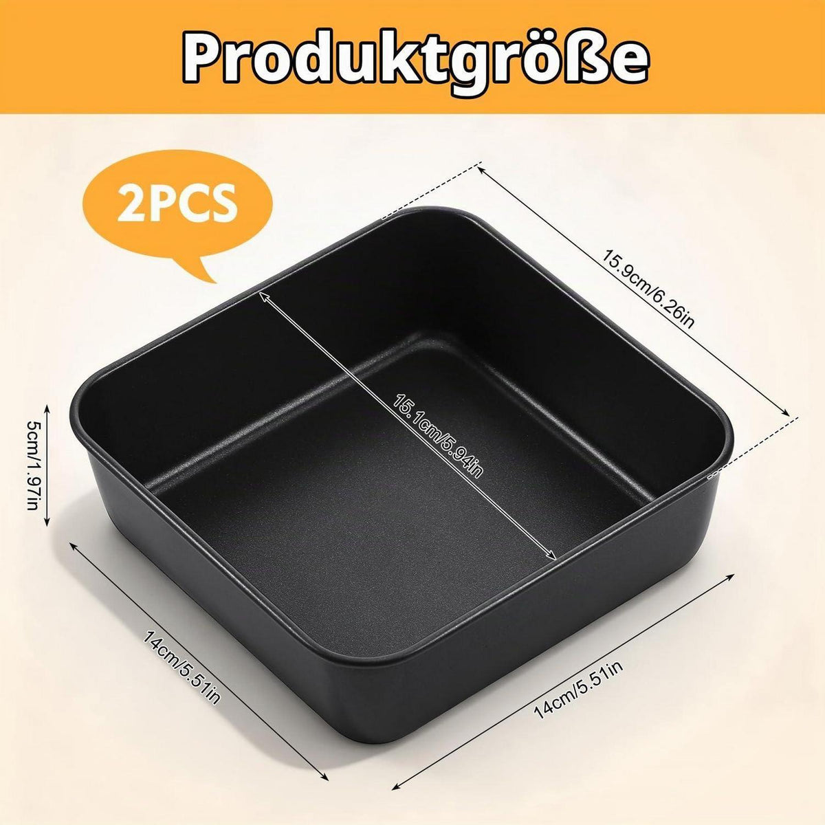 Quadratische Auflaufform Edelstahl Antihaft 16x16cm