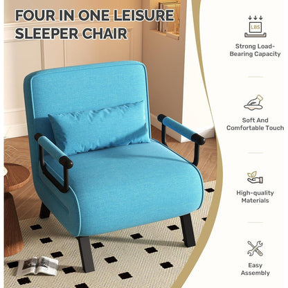 4in1 Schlafsessel mit Bettfunktion – Blau, Platzsparend