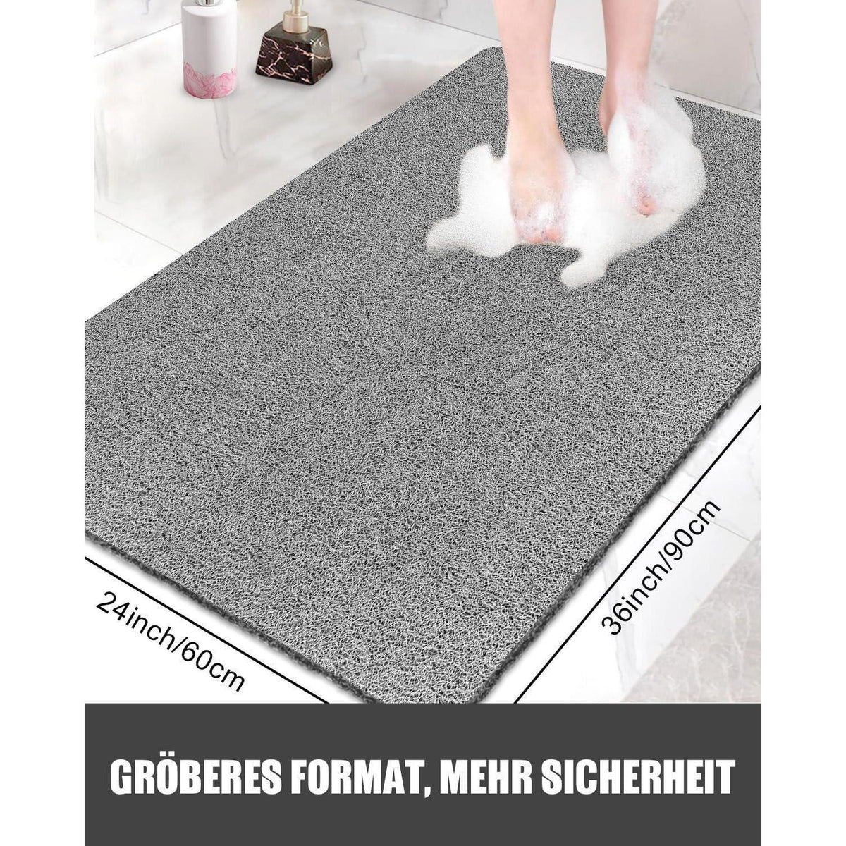 Rutschfeste Duschmatte 90x60 cm - Komfortable & Schnell Trocknende