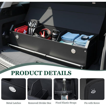 Kofferraum Organizer Leder mit Deckel – Schwarz, 103x29x31cm