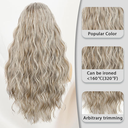 Braune Wellenperücke mit Highlights – Lace Front Perücke 24 Zoll