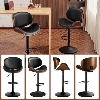 Barhocker Set 4er – Höhenverstellbar, Holz, Schwarz in Lederoptik