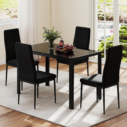 Glas Esstisch 120x70cm – Moderner Küchentisch mit Metallbeinen