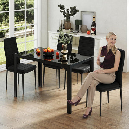 Glas Esstisch 120x70cm – Moderner Küchentisch mit Metallbeinen