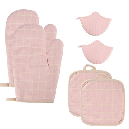 Ofenhandschuhe & Topflappen Set Rosa – 6-teilig
