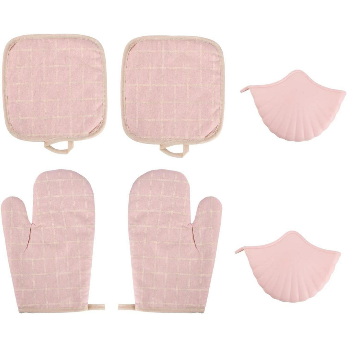 Ofenhandschuhe & Topflappen Set Rosa – 6-teilig