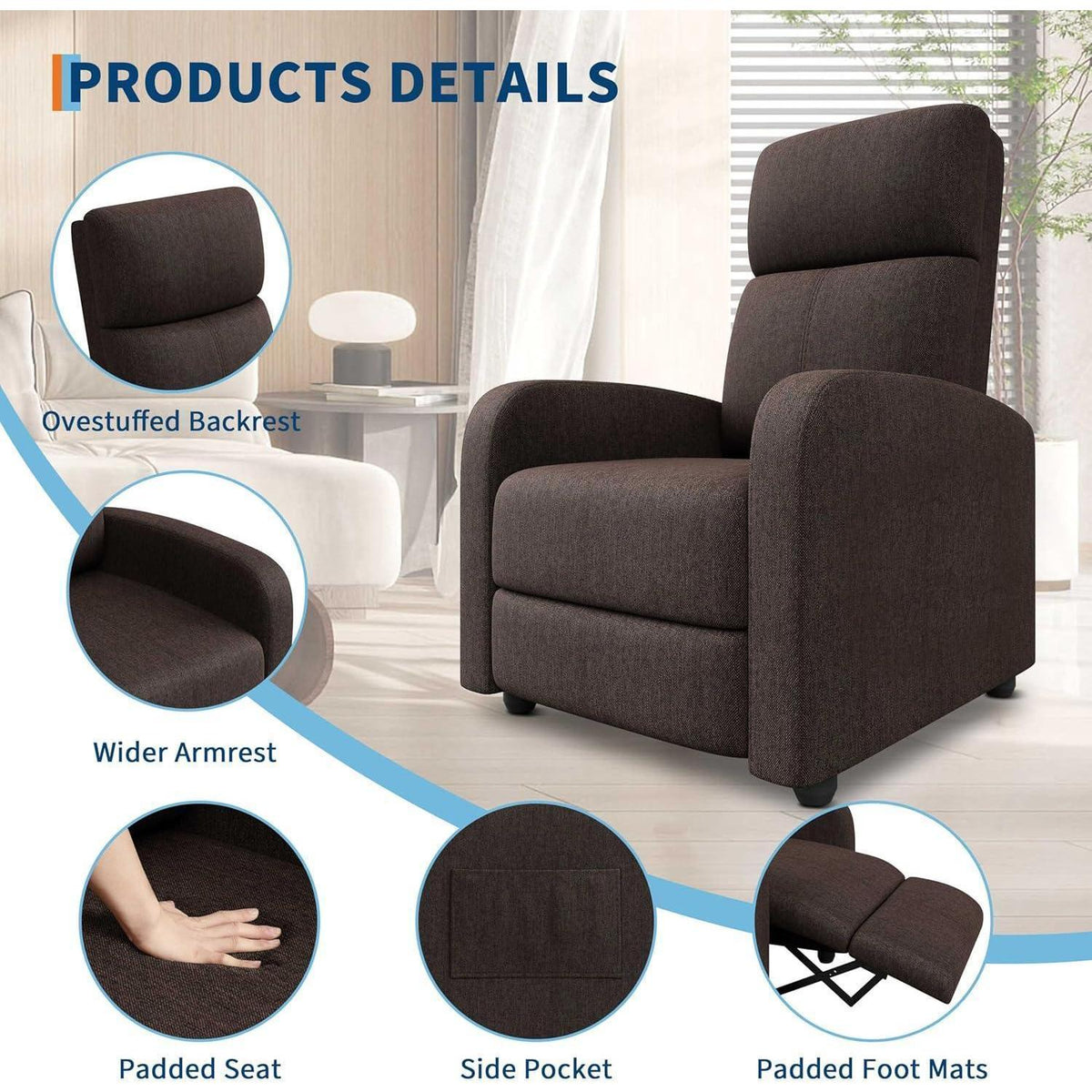 Relaxsessel mit Liegefunktion – Braun