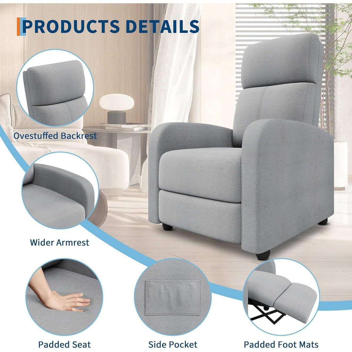 Relaxsessel mit Liegefunktion – Grau