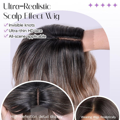 Burgunder Bob Perücke – Kurz, gewellt, 18 Zoll