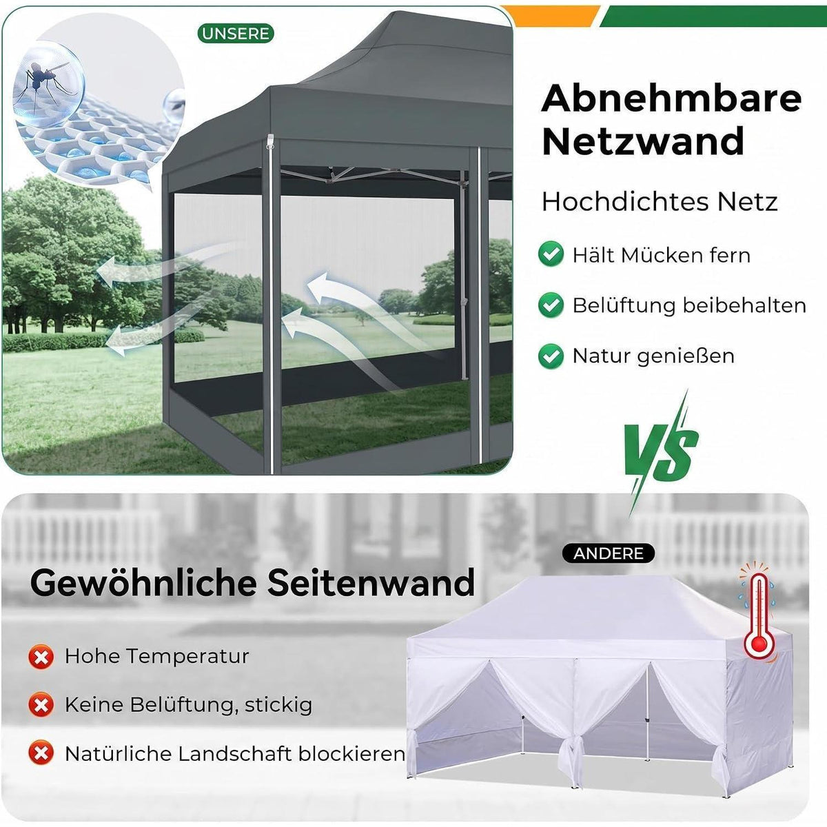 Faltpavillon 3x6m – Wasserdicht, Stabil & Mit Seitenwänden