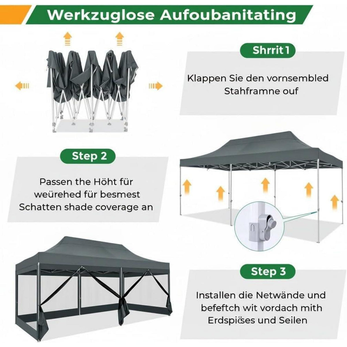 Faltpavillon 3x6m – Wasserdicht, Stabil & Mit Seitenwänden