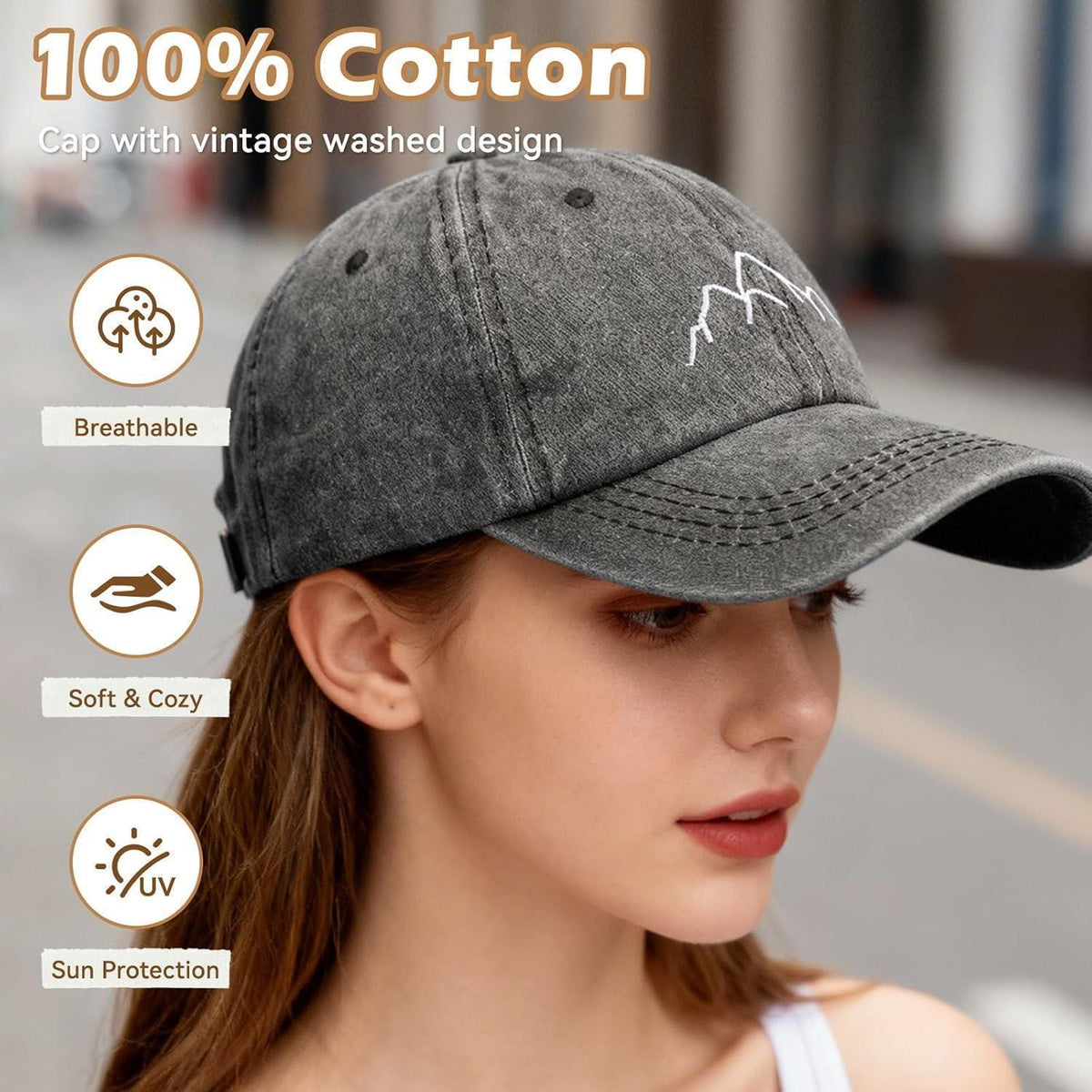 Damen Baseball Cap mit Zopf Loch & Stickerei
