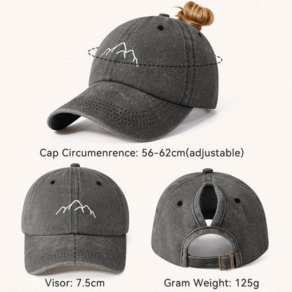 Damen Baseball Cap mit Zopf Loch & Stickerei