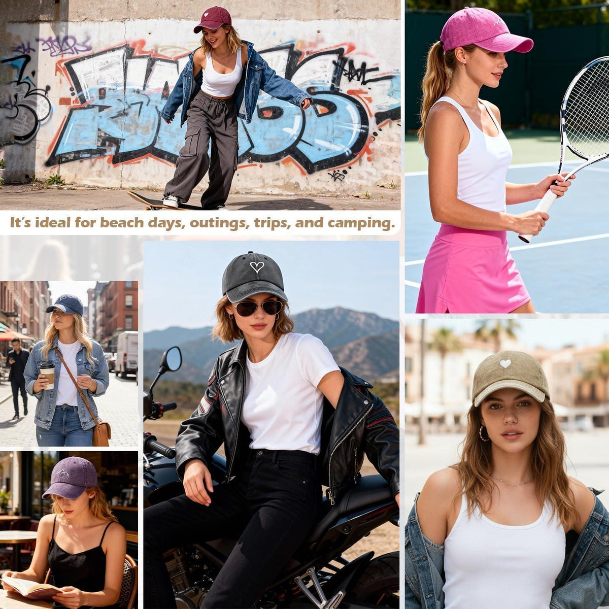 Damen Baseball Cap mit Zopf Loch & Vintage Stickerei